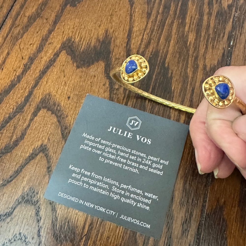 Julie Vos Gold Cuff with Blue Accents